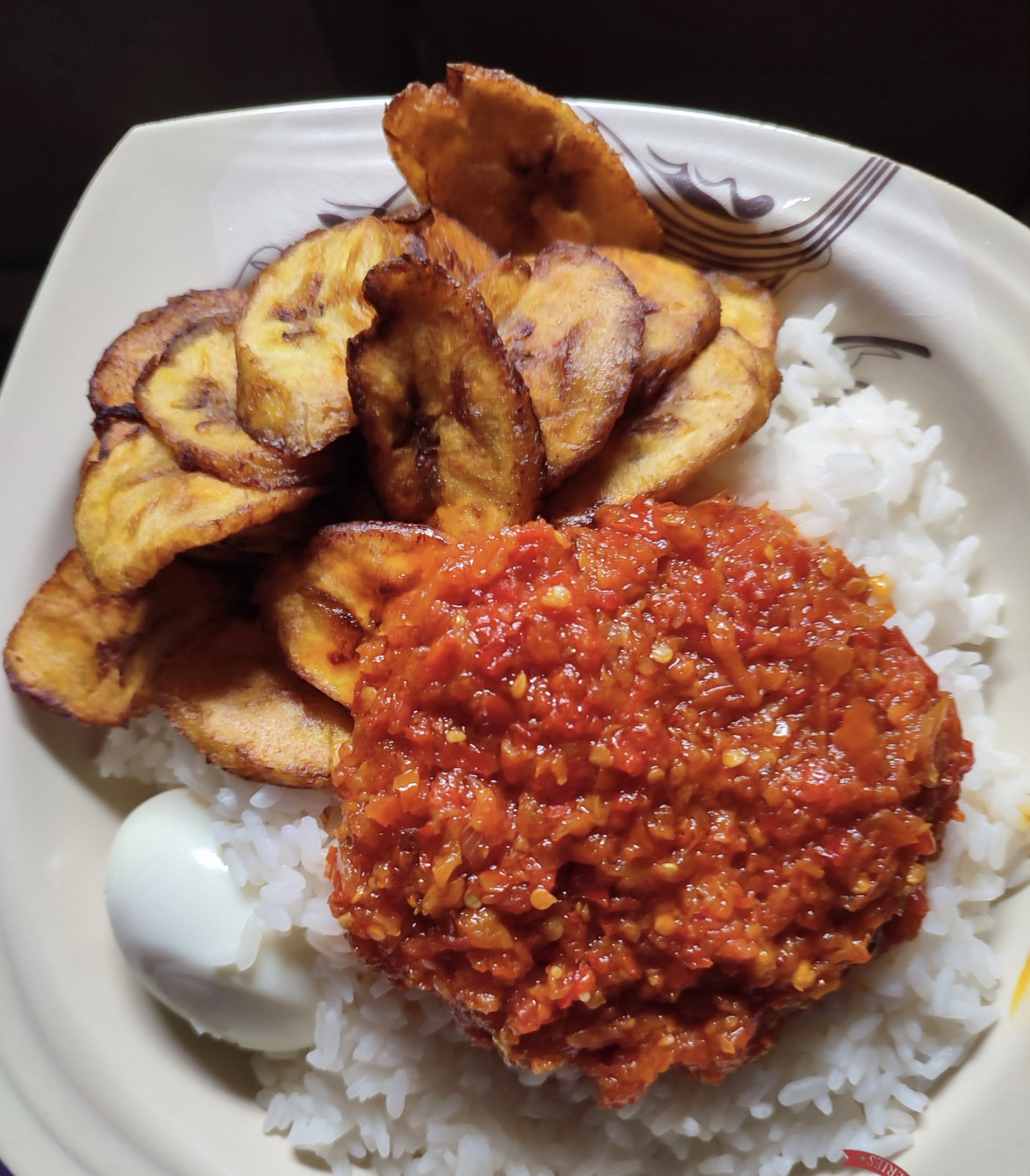 Rice, Plantain and Egg