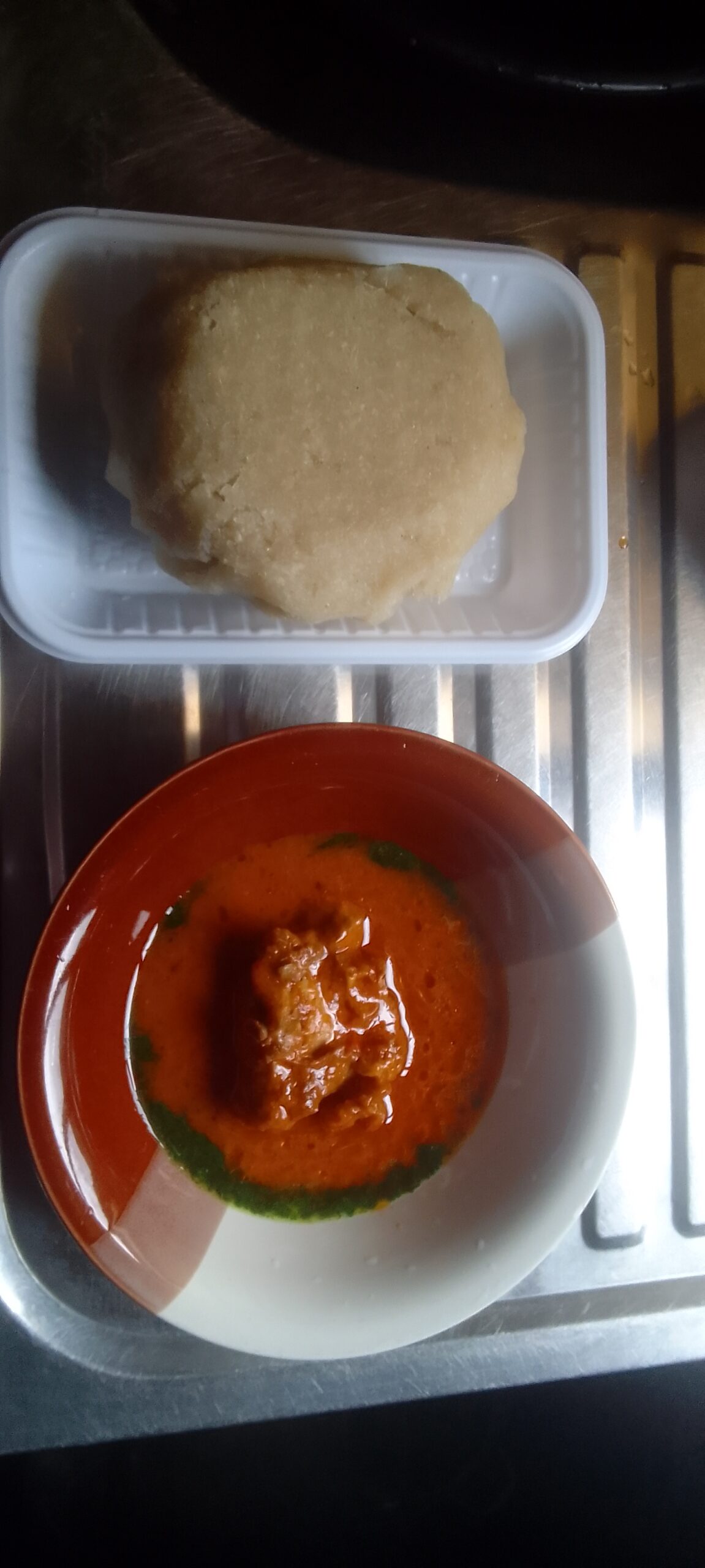 Eba, ewedu with soup