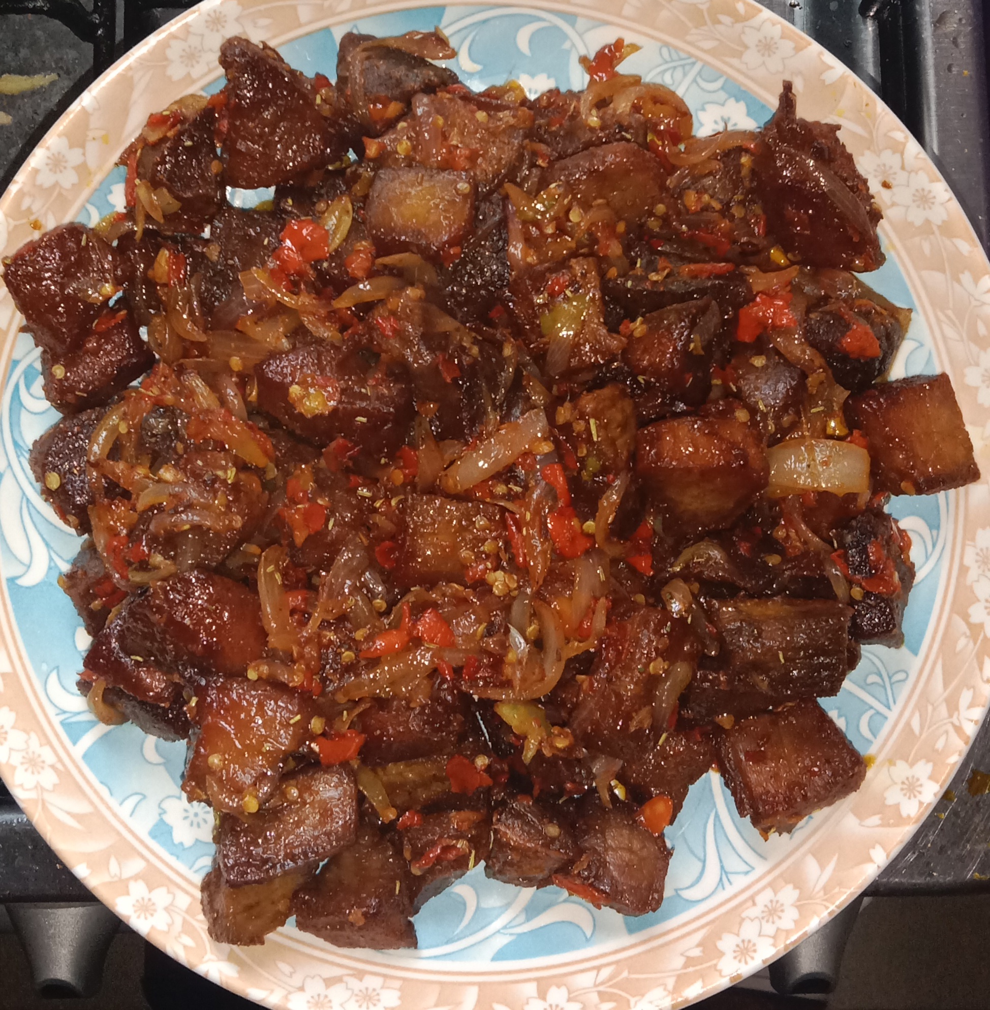 Peppered meat
