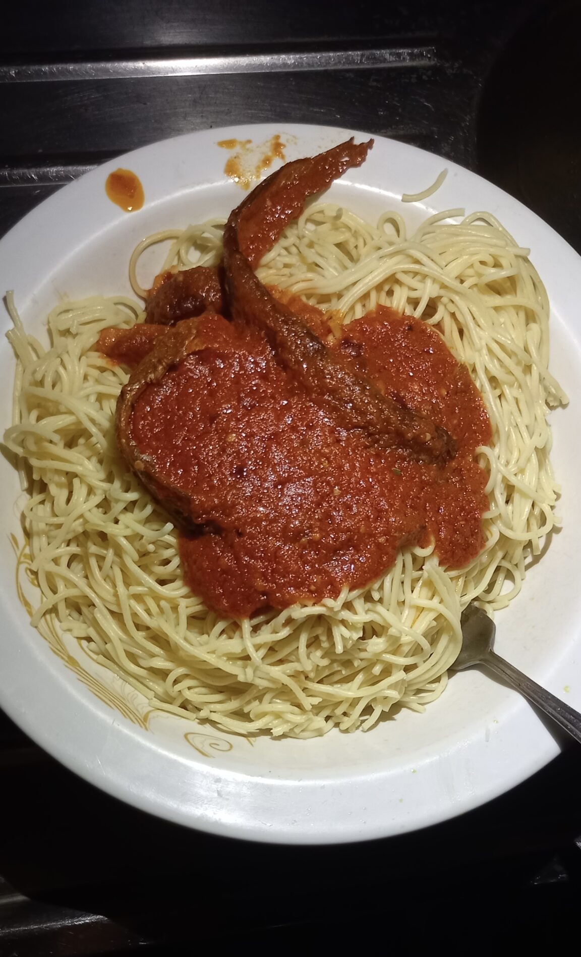 White Spaghetti with Hot Stew